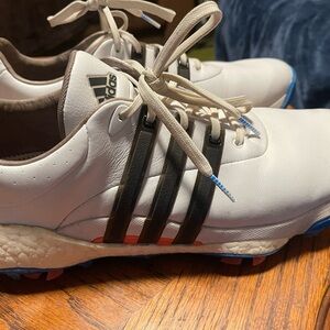 Adidas Original TOUR 360 22 Golf Cleats White Blue Rush Mens Size 10.5